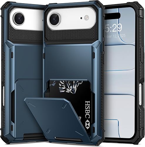 TOPAUX Wallet Case for iPhone Air,5 Credit Card Holder Flip Cover | Slide Cover,Back Pocket,ID Slot,Raised Bezel,Dual Layer,Rugged Bumper,Anti-Scratch,Protective Hard Shell