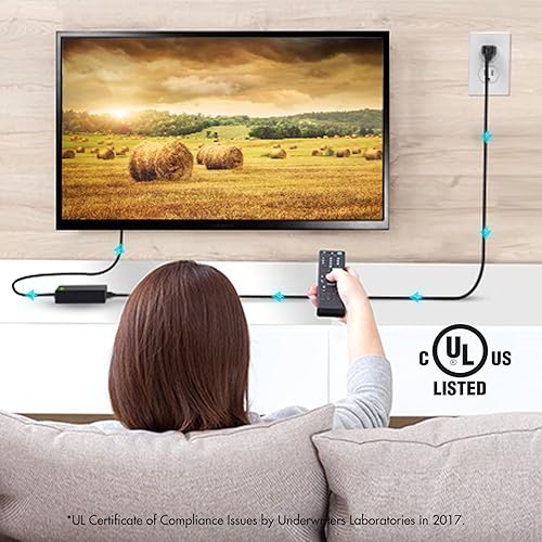 Miniatura 8 de PowerSource Adaptador de CA extra largo de 12 V con certificación UL de 14 pies para televisor Insignia de 19 pulgadas, 20 pulgadas, 24 pulgadas, 28
