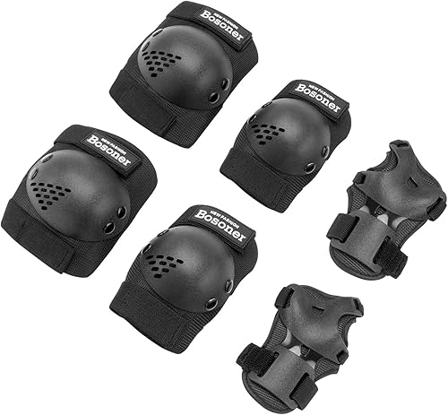 Miniatura 20 de BOSONER - Rodilleras y coderas para niños y jóvenes, equipo de protección para patines, ciclismo, BMX, bicicleta, patinaje en línea, patineta, Verde