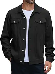 Jaqueta jeans masculina de algodão, leve, estilo caminhoneiro, casual, lavada, A - Preto, G