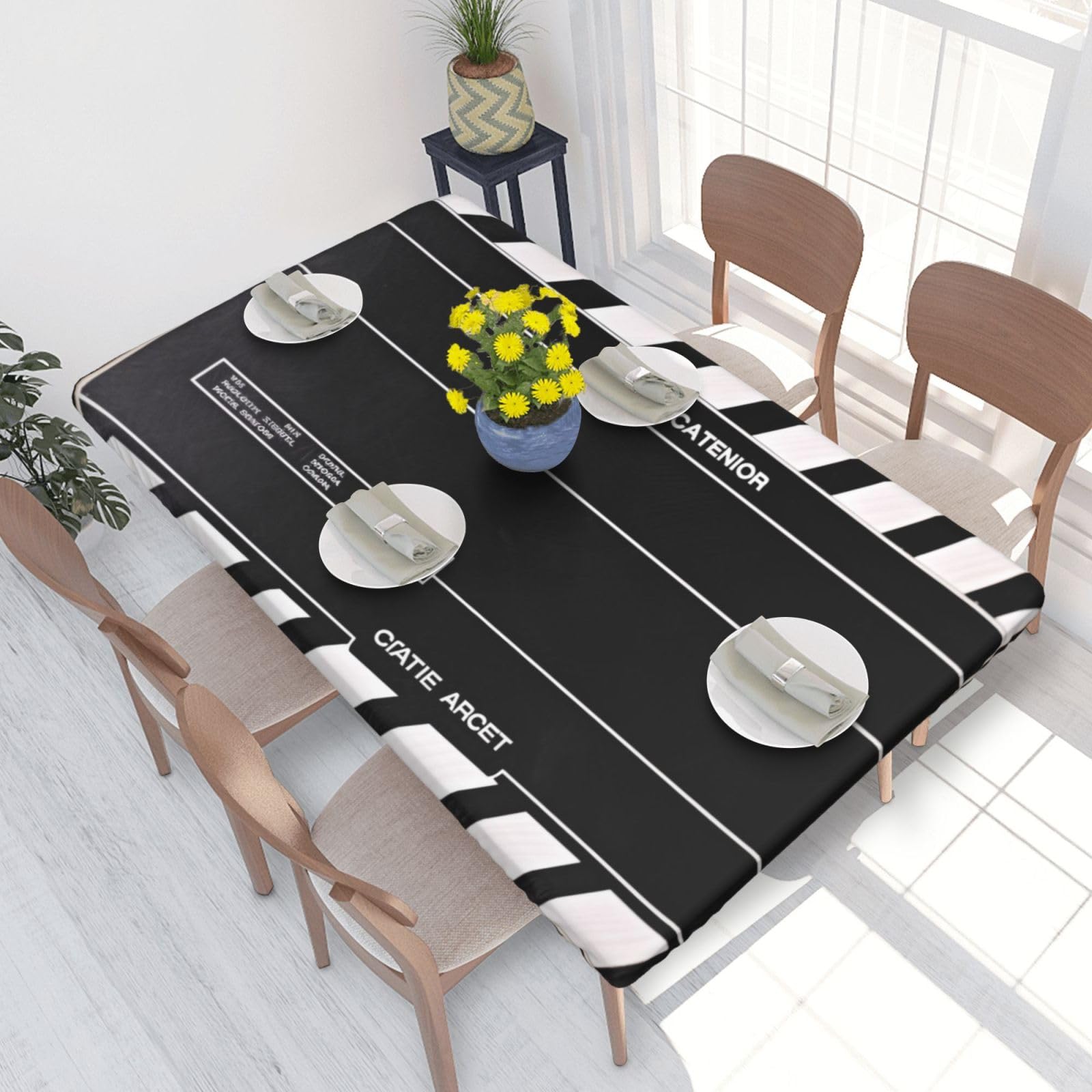 WPKJU Classic Movie Clapboard Black Printed Tablecloths 4ft Rectangular Table Covers Washable Polyester Decorative Table Cloth for Dining Table Picnic Wedding