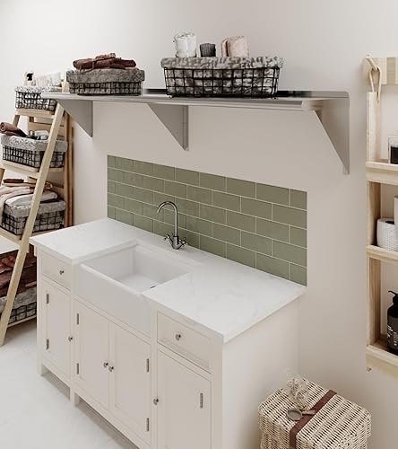 Vista 381 de AmGood Estante de pared de acero inoxidable de 60 pulgadas de largo x 8 pulgadas de profundidad Certificado NSF Estantería de metal