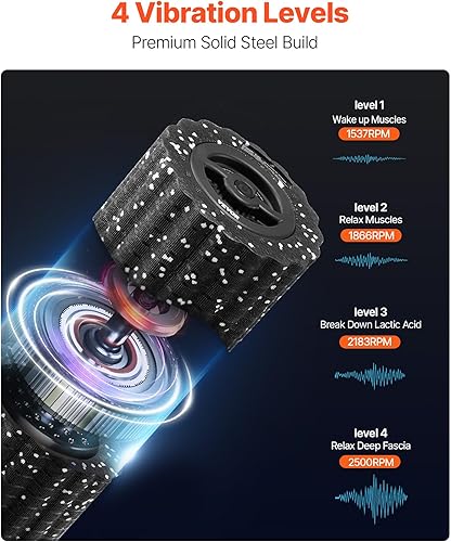 Miniatura 3 de VEVOR Rodillo de espuma vibratoria recargable de 16 pulgadas, rodillo de masaje eléctrico de 4 velocidades con textura 3D, espuma EEP de alta