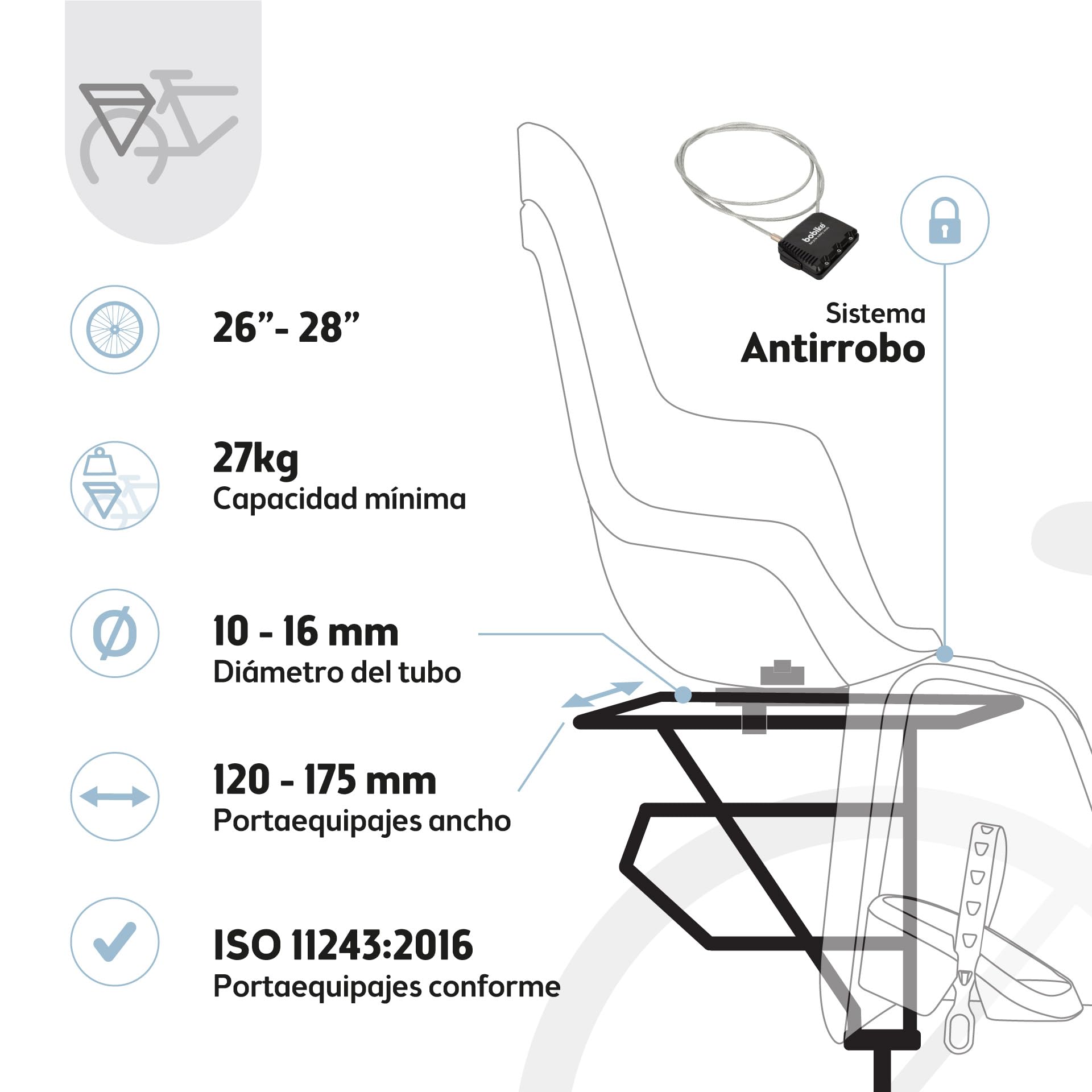 BOBIKE 8012100021 - Silla Bicicleta Trasera One Maxi EB-D para Portaequipajes – Segura y fácil de Montar, Adecuada para niños de 9 Meses a 6 años, hasta 22 kg, Verde Oliva
