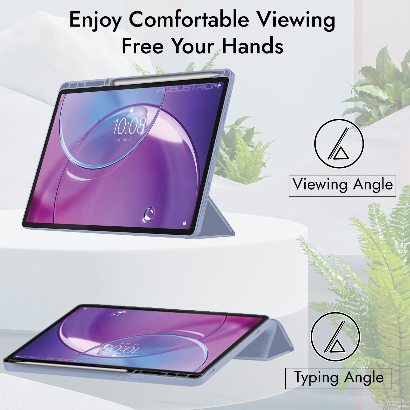 Robustrion Case for Lenovo Idea Tab Pro 2nd Gen 13 inch Cover Case with [Pencil Holder] [Soft Flexible Case] for Lenovo Idea Tab Pro Gen 2 Cover Case 13 inch [Auto Sleep Wake Support] - Lavender — Amazon image 8