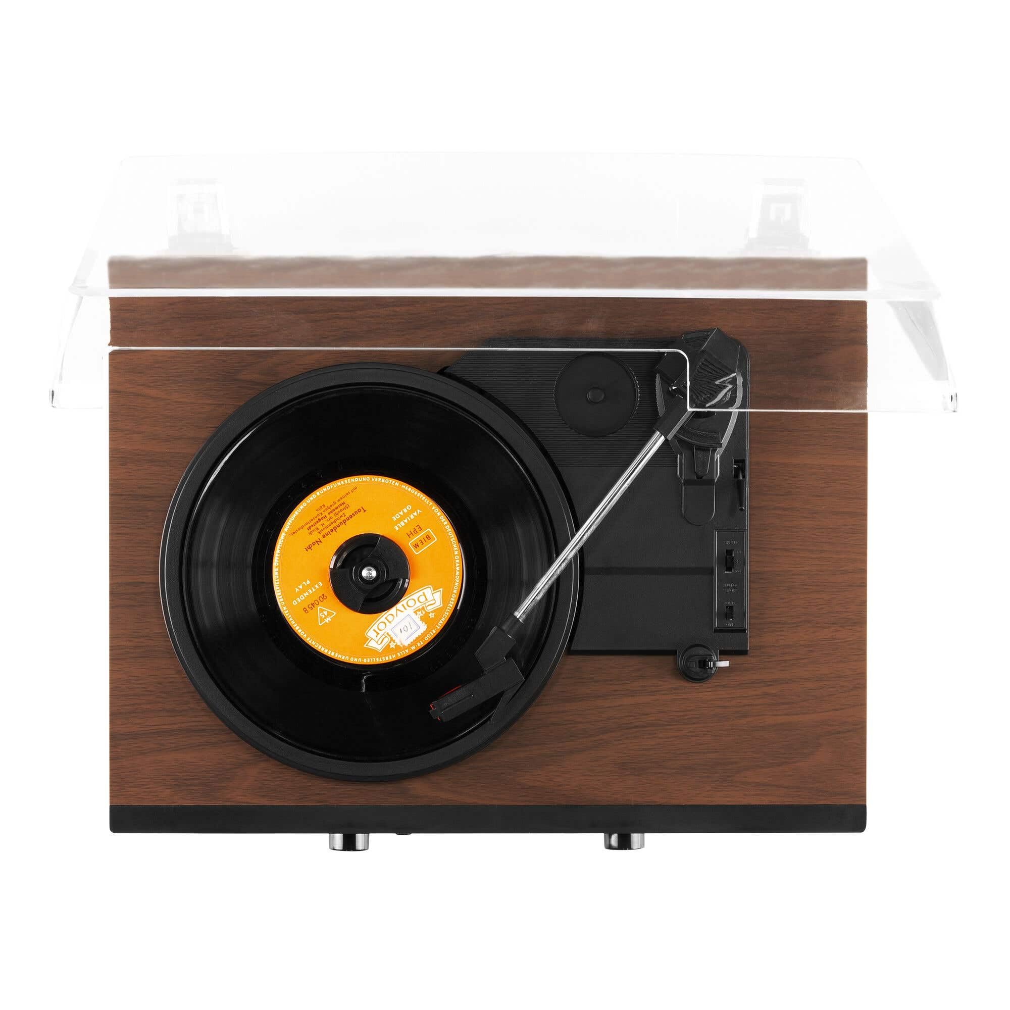 Audizio Tulsa - Sistema estéreo con Tocadiscos Bluetooth 5.0, sintonizador FM, Radio Dab, función de grabación, Tocadiscos con Altavoces, giradiscos, USB, SD, AUX, RCA, Modo Alarma, diseño de Madera