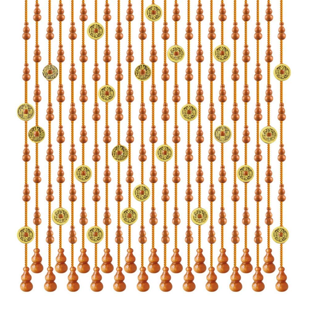 Rideau de perles bois marron 70x155cm pour séparation de pièce et porte d'entrée