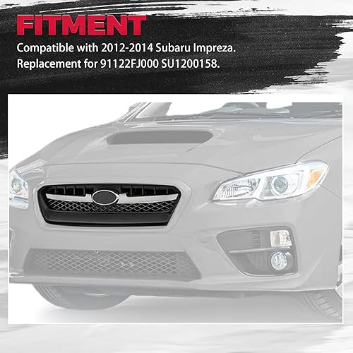 Miniatura 2 de HECASA Parrilla delantera compatible con Subaru Impreza 20112 2013 2014 91122FJ000 SU1200158 Conjunto de parrilla de parachoques negro+plateado