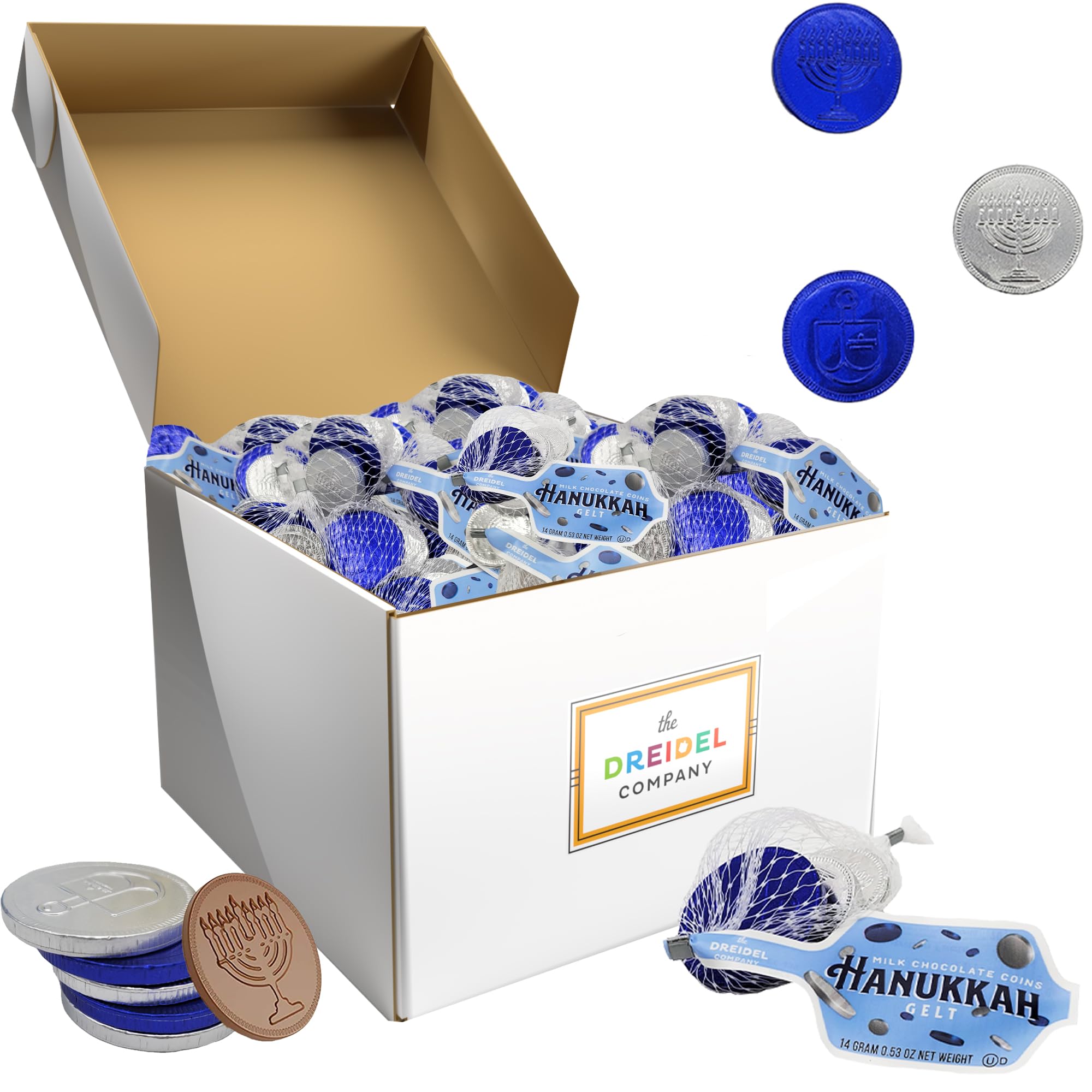 The Dreidel Company Original Hanukkah Chocolate Gelt Blue & Silver Coins