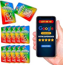 Carte NFC + QR pour Récolter des Avis Google | LOT DE 10 | Outil Marketing Local | Compatible Tous Smartphones | Installation Facile | Commerçants, Indépendants, Boutiques (10)
