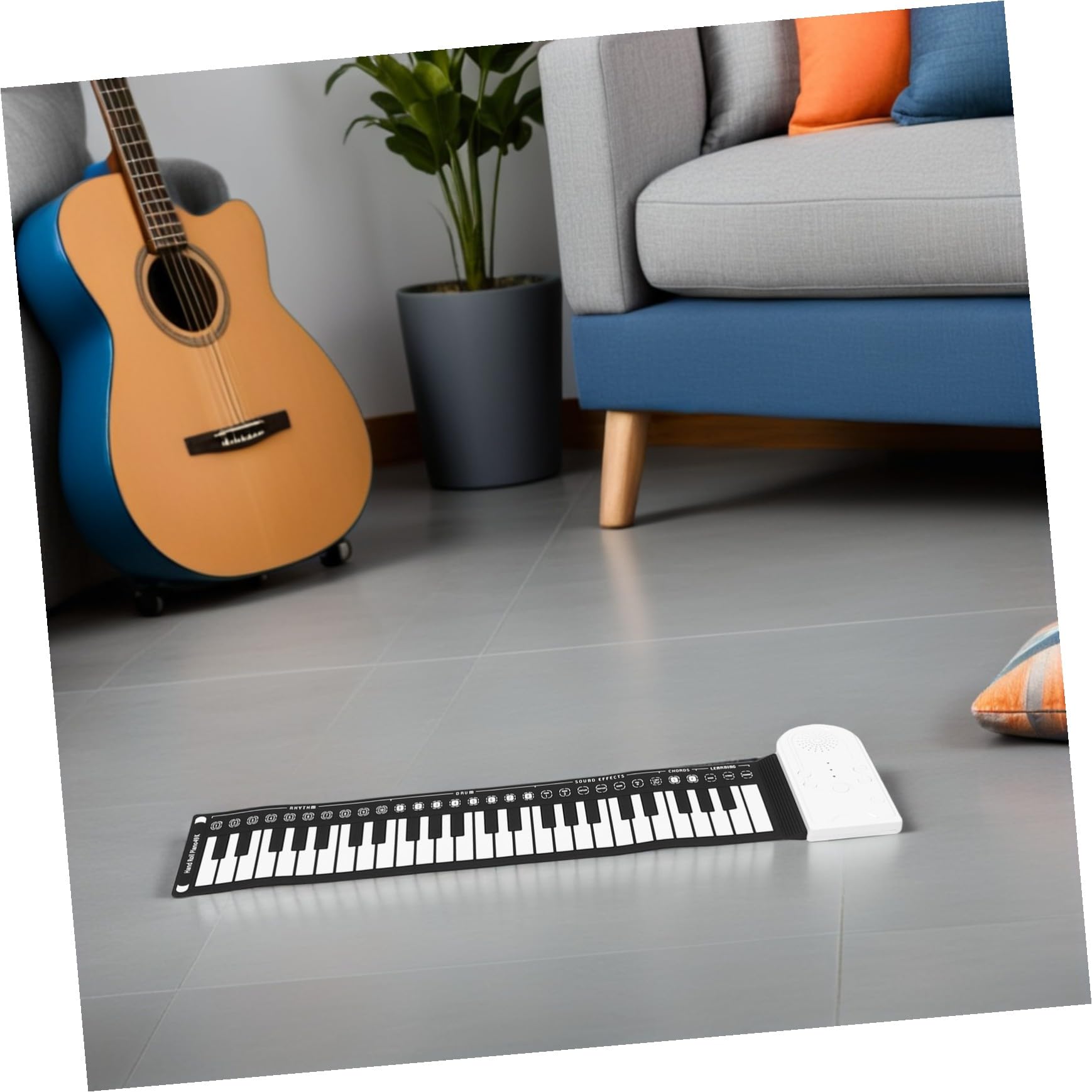 Pianoforte Arrotolabile 49 Tasti in Silicone Pieghevole | Principianti, Uso in Lezioni e Spettacoli Musicali, Formato Portatile da Viaggio, Nero e Bianco