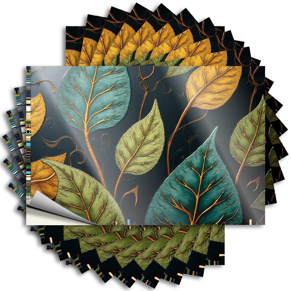 Abipuir - Colorful mechanical stickers with leaf pattern for wall, 10 pieces car stickers, bar rules sign (12 x 18 cm)