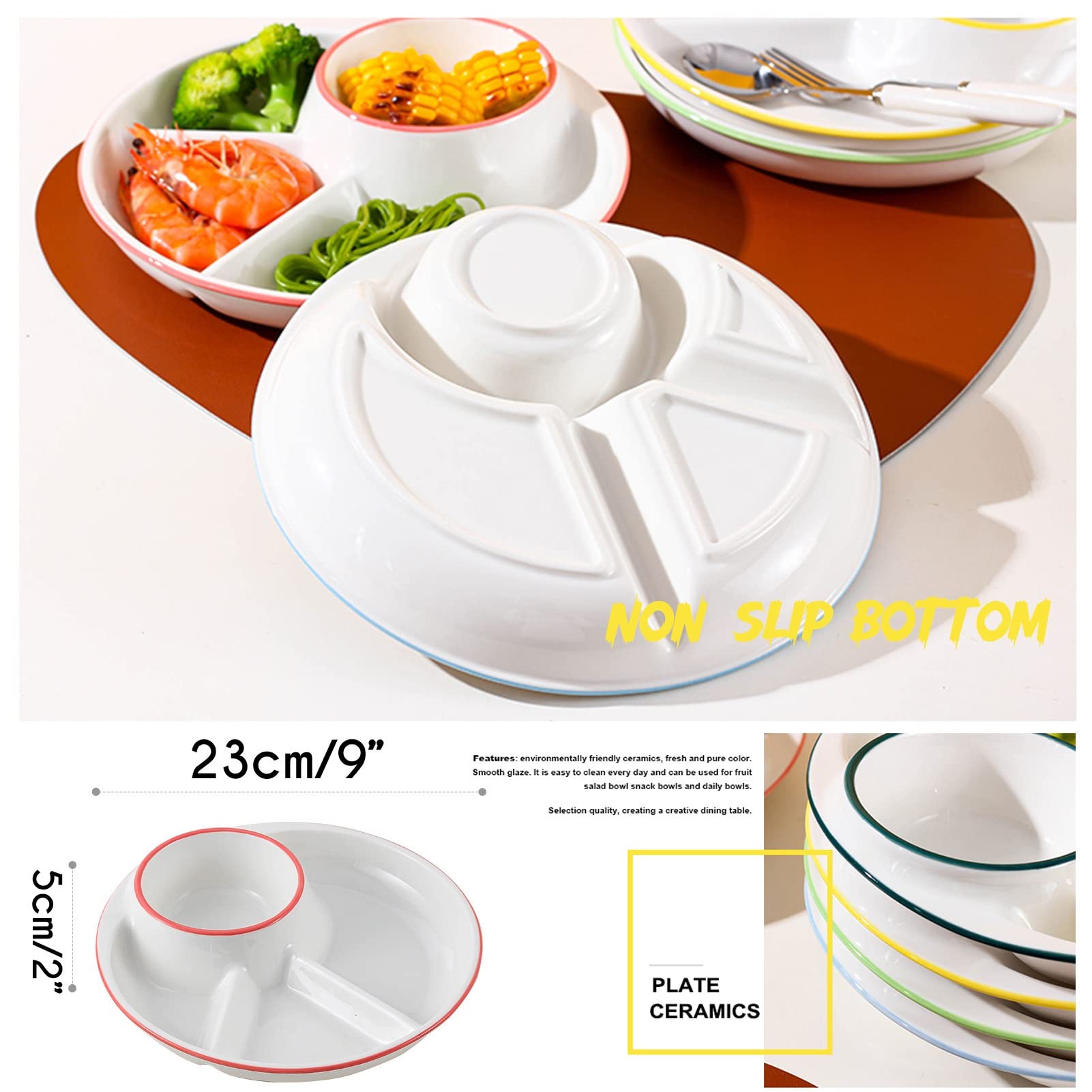 Bol Maju Nutrition A Compartiment MUNSKT 2 Pièces Split Dining Plate, 9 Pouces Non Cassable Et Compartiment Adulte Bol Maju Nutrition A Compartiment MUNSKT 2 Pièces Split Dining Plate, 9 Pouces Non Cassable Et Compartiment Adulte