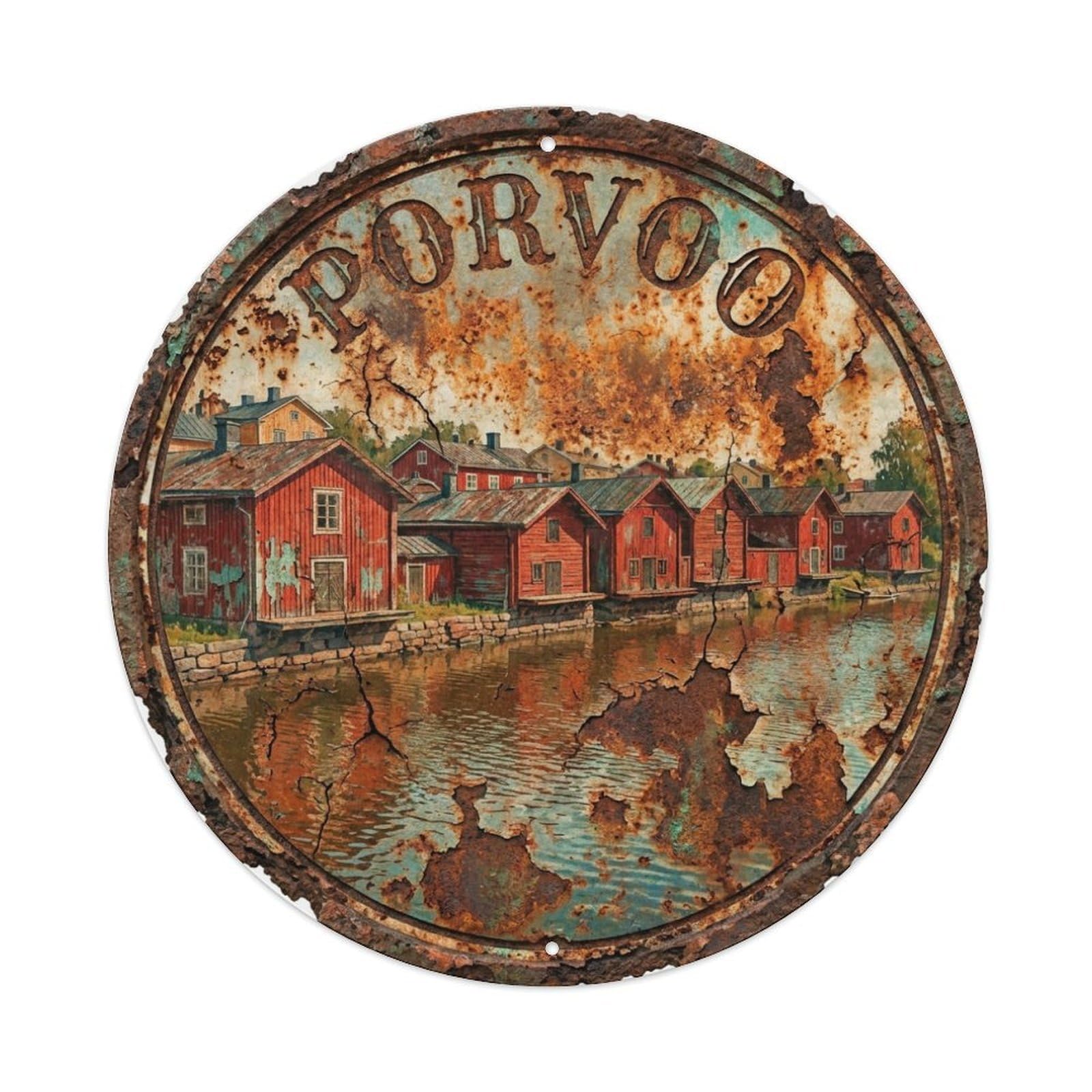 Retro Finland Travel Porvoo Metal Tin Sign