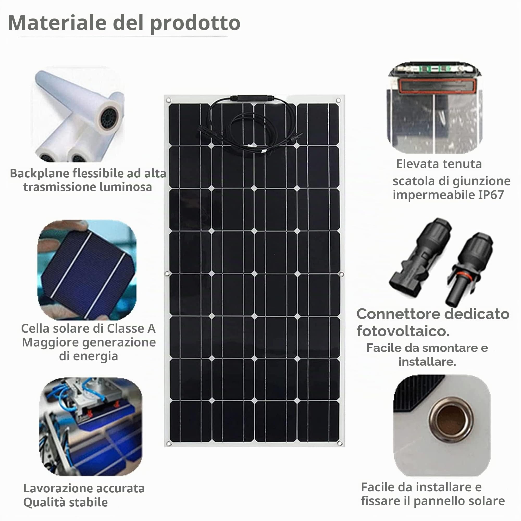Kit di 2 pannelli solari da 300 W per camper, barca, caravan, modulo ad alta efficienza, caricatore di alimentazione fotovoltaico, completo di accessori