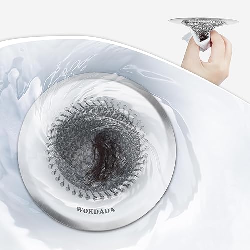 Recogedor de pelo de drenaje, fácil de instalar y limpiar, protector de drenaje de acero inoxidable 304 sin obstrucciones para ducha, baño,