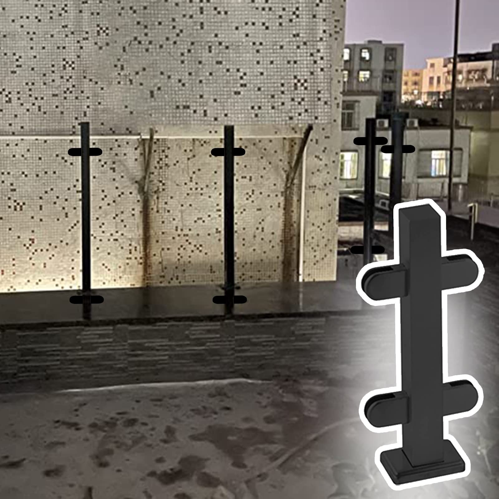 Garde-corps en verre noir carré de 145 cm au design élégant et épuré