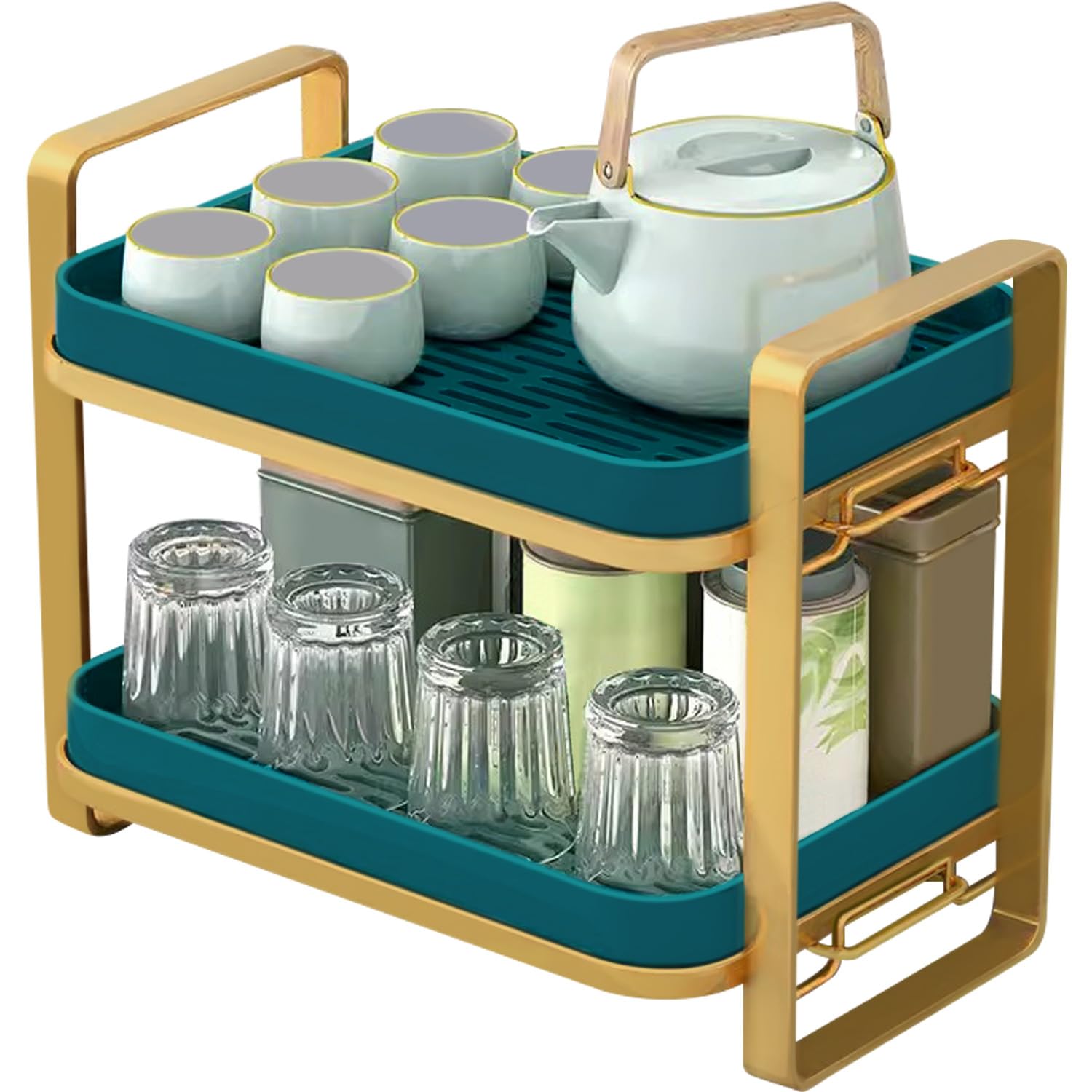 2-Tier Standing Rack, Multi Storage Rack for Kitchen, Bathroom Countertop Storage Rack, Dish Rack for Kitchen Organizer, Spice Rack, Cosmetic Shelf Rack, 2-Tier Kitchen Rack