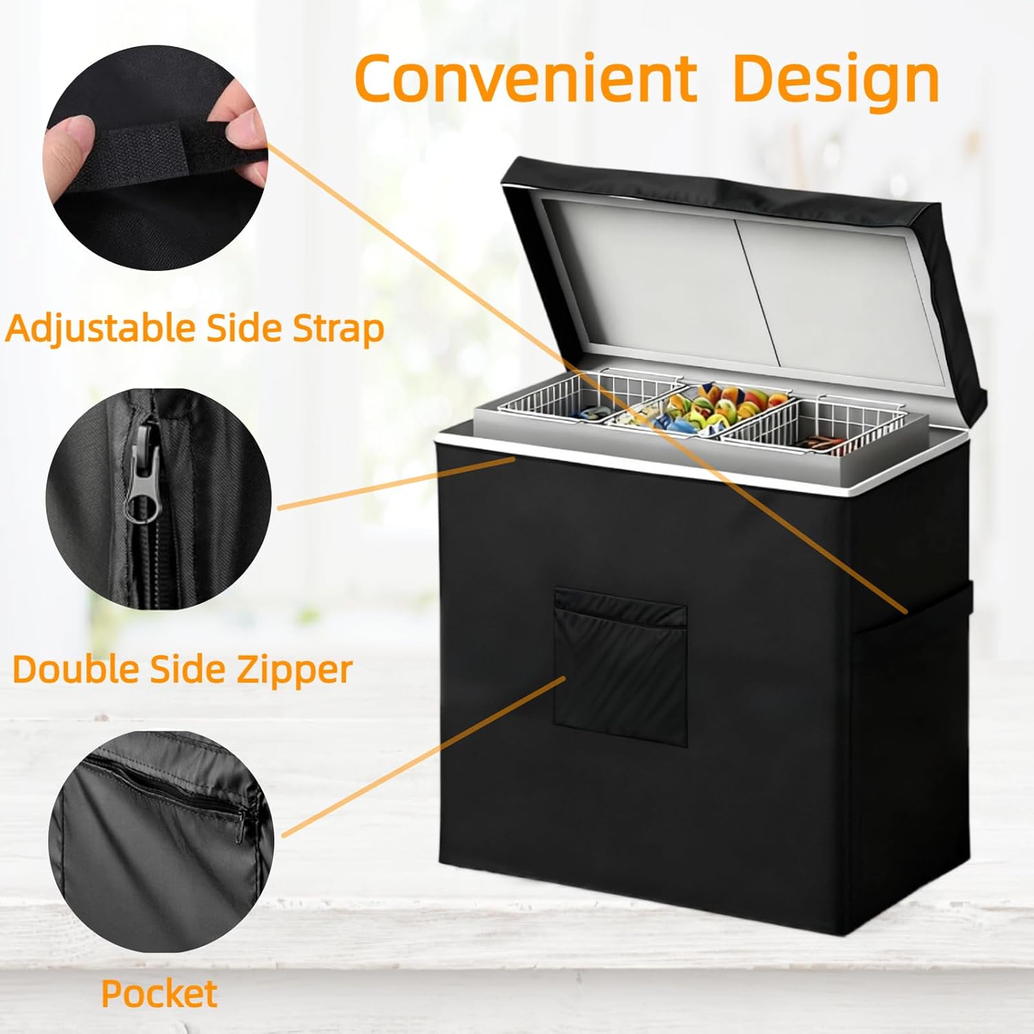 Chest Freezer Cover for Vevor 17.2 Cu ft Deep Freezer,Commercial Display Cooler for Outdoor 30"D x 66"W x 33"H
