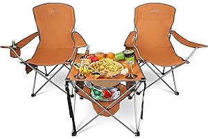 Colorsoul Folding Camping Chair with Table 3Pc, Side Table and Cooler for Outdoor Camping