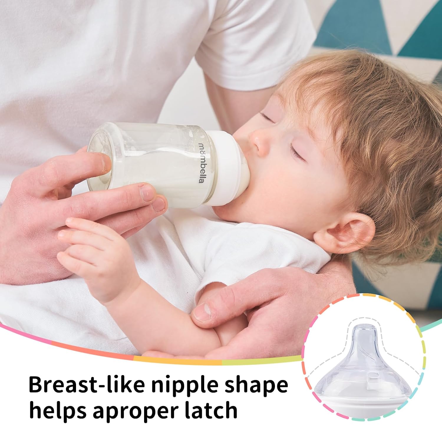 Mombella Classic Baby Bottles for Newborn with Slow Flow Nipple, Anti Colic Milk Bottle, Air Free Vent Feeding Bottle, Baby Bottle for Breastfeeding Babies 0 Months+, 6 oz, Ivory