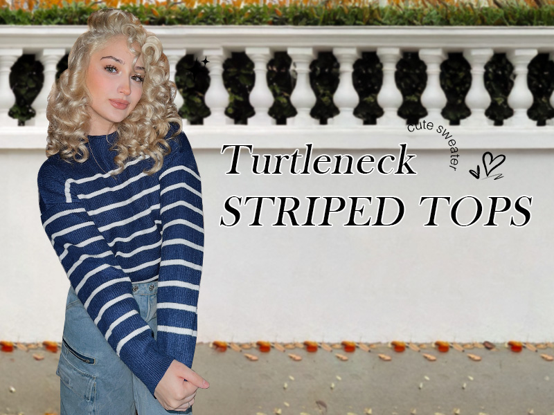 MEROKEETY Fall Long Sleeve Striped Pullover Sweaters Tops