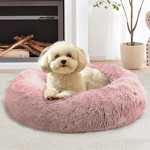 Miniatura 17 de JOLLYVOGUE Cama Calmante para Perros Pequeños - Cama para Perros Pequeños Lavable en Forma de Dona de 23 Pulgadas para Gatitos y Cachorros, Camas