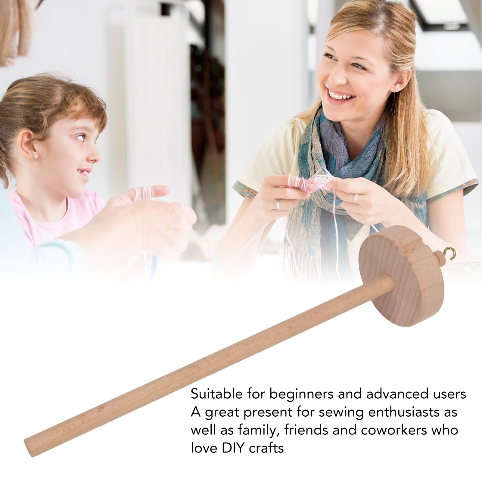 Drop Spindle, Wooden Spindles Drop Spindle Yarn Spinner for Crocheting Top Whorl Spin Wheel Hand Carved Wooden Tool for Beginners