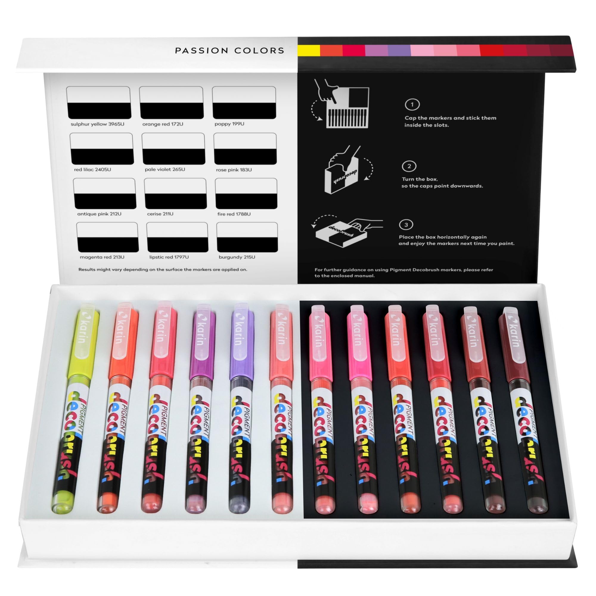 Acrylic Marker Set Karin Pigment DecoBrush Passion Permanent Paint Pen 12pc