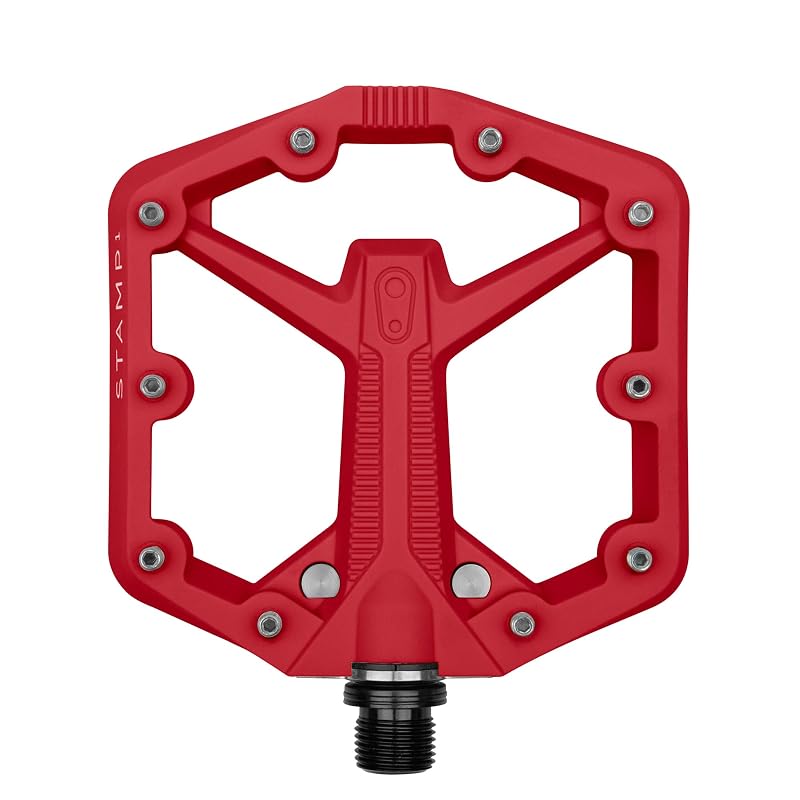 Pedais de plataforma para MTB Crankbrothers Stamp 1 Gen 2, vermelhos, tamanho pequeno, 100 x 100 mm, par