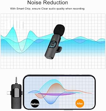 Mini Microphone, 3 in 1 Wireless Microphone for iPhone, iPad, Android, Camera, Professional Wireless Lavalier Lapel Mics for Recording, YouTube, TikTok