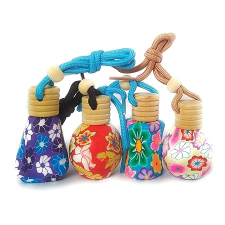 Dizot Mahak ROSE AND LAVENDER Car Air Freshener, Hanging Perfume Bottle Scent Diffuser for Cars, Natural Flower Oil Fragrance- Lasts 65 days(PACK OF 2)