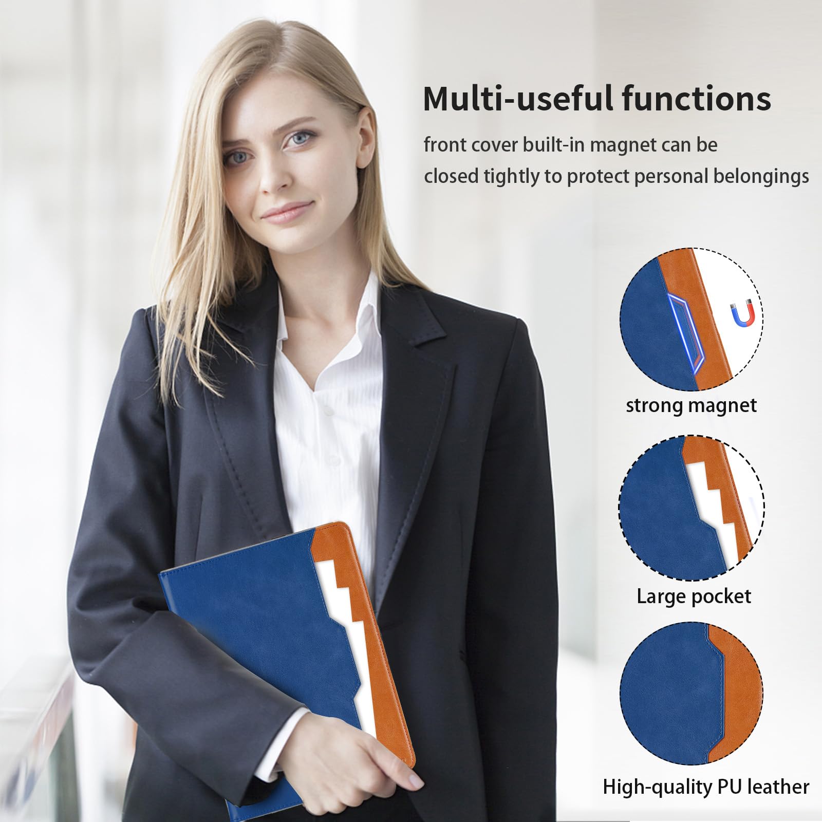 Étui Portefeuille pour Samsung Galaxy Tab S11 Ultra 2025 14,6", modèle SM-X930 / SM-X936B avec Porte-Stylo et Poche en Forme de S, étui Portefeuille Professionnel en Cuir PU avec Support pour