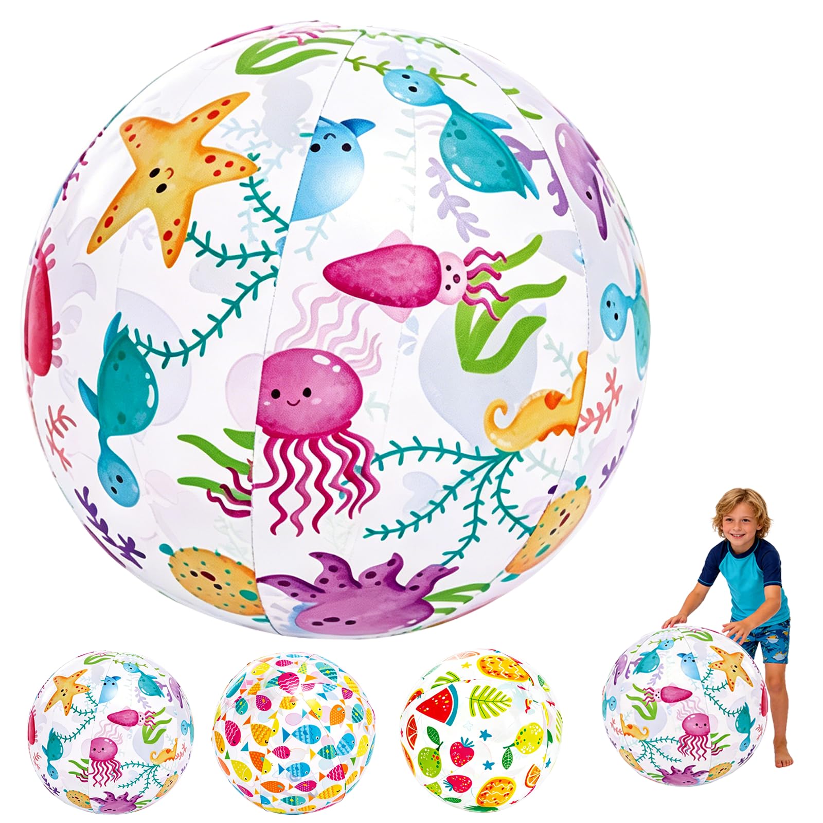 POPOYU 20.1 Inch Inflatable Beach Ball,Giant Inflatable Balls,Swimming Pool Balls,Transparent BeachBalls Large for Swimming Pool Party,Pool Ball for Summer Beach Water Games Pool Party Supplies