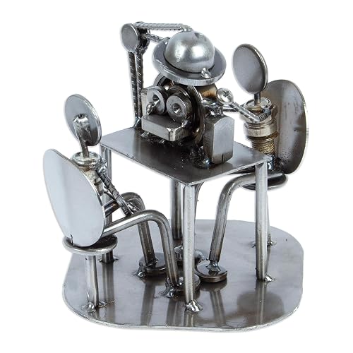NOVICA Metallic Artisan Crafted Recycled Metal Sculpture, 7.75" Tall, 'Rustic