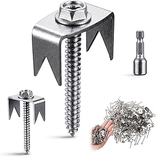 150 Pcs Fence Staples 304 Stainless Steel 1.75 Inch, Reusable Wire Fence Staples Screws, Hex Adapter Included for Wire Mesh Woven Fencing Softwood & Cordless Drill Compatible
