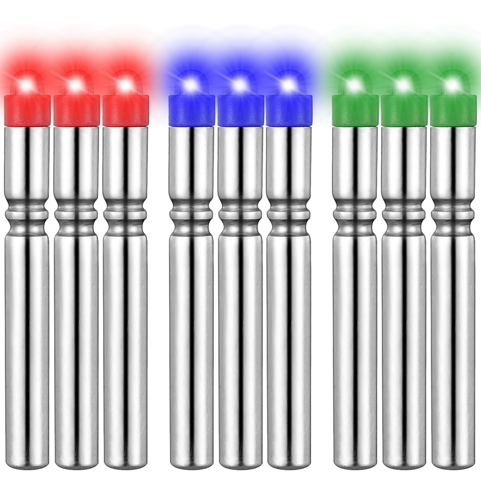 Wovnet 9 Pcs Fishing LED Bobber Light Replacement for Lures Fishing Glow Sticks Night Fish Light up Bobbers Floats and Rod Tips