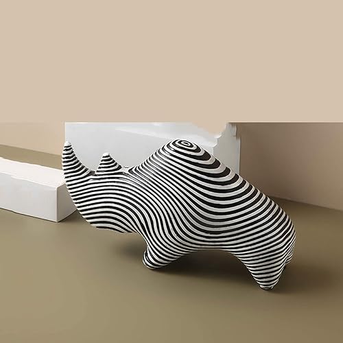 Miniatura 9 de Escultura china de la estatua del feng shui de resina de rinoceronte, artesanía para el hogar, decoración creativa de escritorio, adornos de arte de