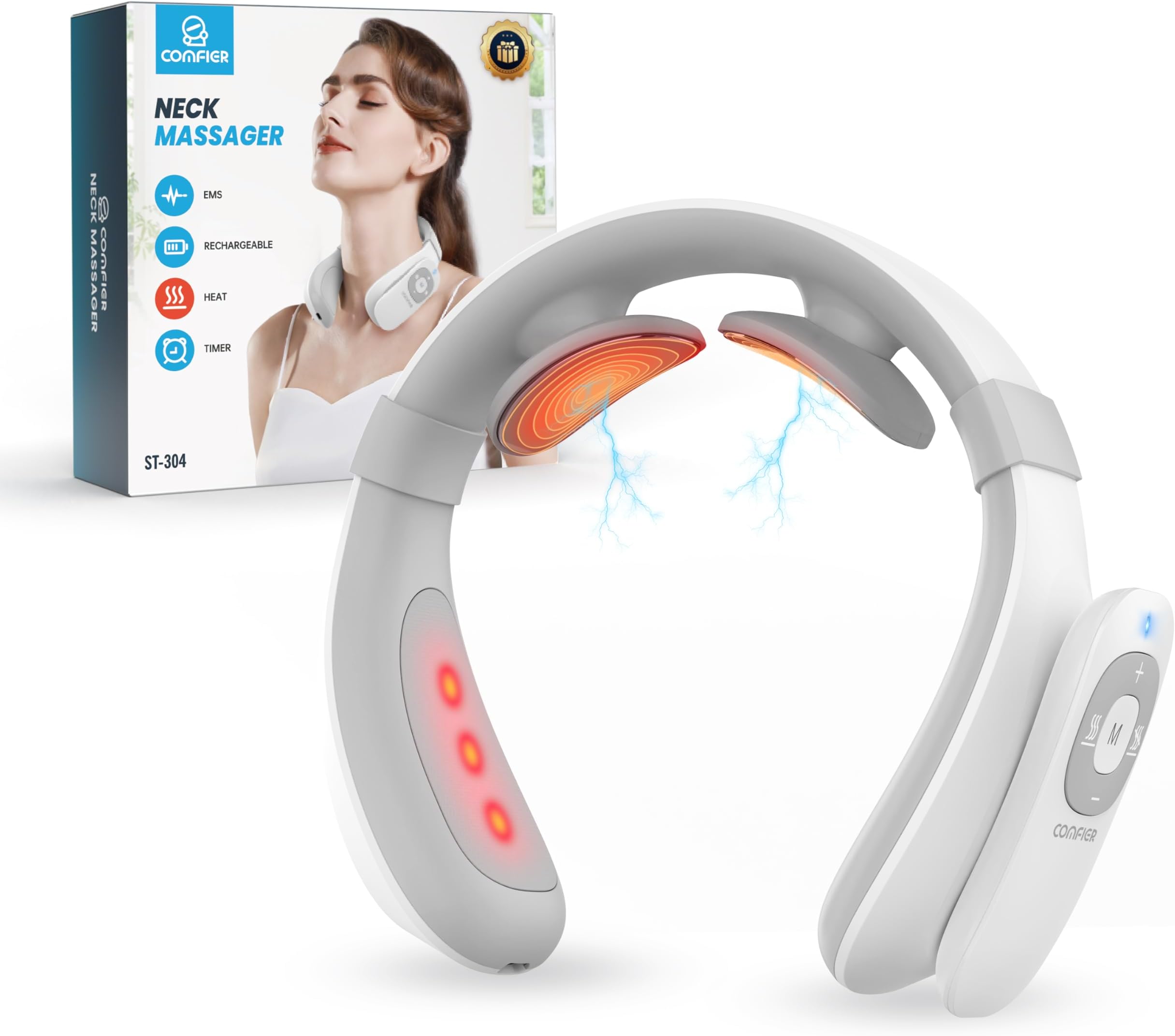 COMFIER FSA Eligible Cordless Neck Massager for Pain Relief Deep Tissue, Vibration Travel Massager,Portable HSA Neck Massager for Office, Mothers Day Gift