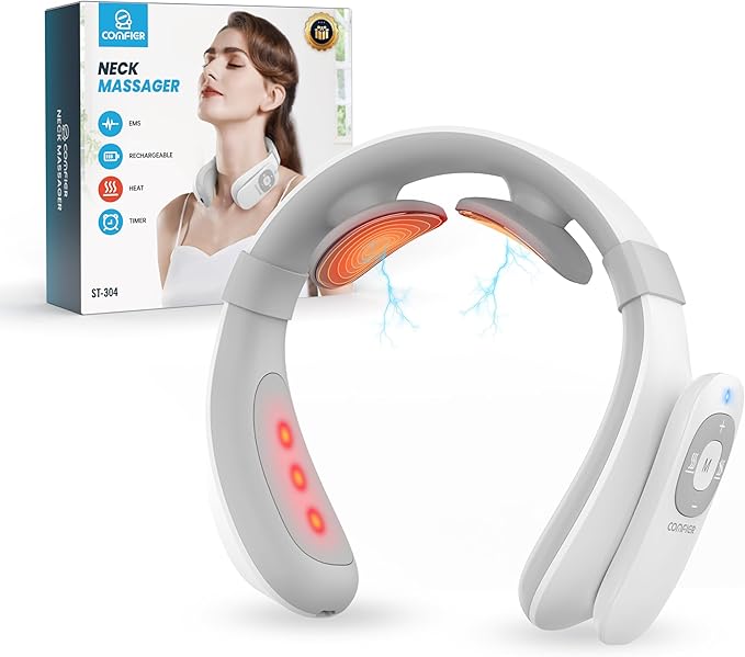 COMFIER Cordless Neck Massager for Pain Relief Deep Tissue, Vibration Travel Massager, Portable Neck Massager for Office Gifts for Men and Women
