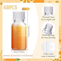 Vista 2 de 48 botellas pequeñas de jengibre con tapas, recipientes de plástico con tapas, tarros reutilizables transparentes con escala para líquidos