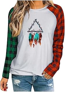 for Teen Girls Wintertide Shirt Prevalent Long_Sleeve Sweatshirt Printed Outlie Tank Side O-Neck Mid Hem Camisole Sleeve Autumn/Winter Knit Cutout Slim Color-Blocking Front Shawl Reverse