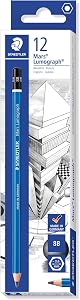 Staedtler Mars Lumograph 8B Graphite Art Drawing Pencil, Soft, Break-Resistant Bonded Lead, 12 Pack, 100-8B