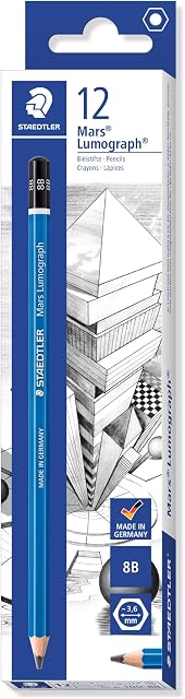 Staedtler Mars Lumograph 8B Graphite Crayon dessin d'art, léger, résistant à la rupture de plomb collé, 12 Faites votre valise, 100-8B