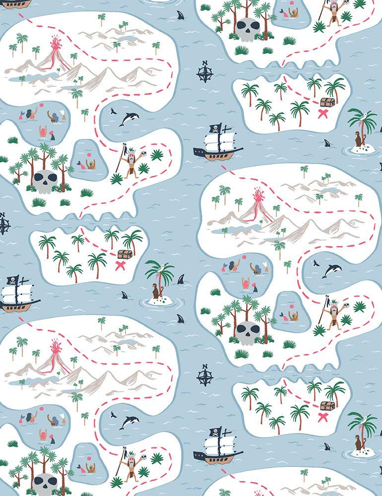 Dear Stella Fat Quarter Bootylicious Skull Island Pirates Cotton Quilting Fabric