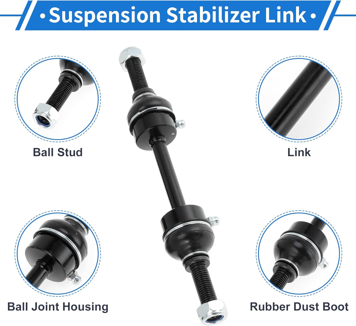 Front Stabilizer Bar Links with 2 Pcs Bushing for Ford F-150 2009-2014 Sway Bar Link Kits No.K750362/K200846 1 Set