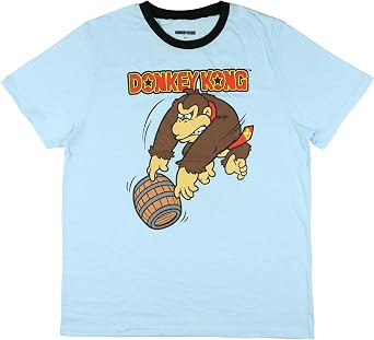 Donkey Kong T-Shirt Mens DK Logo Design Short Sleeve Adult Ringer Tee