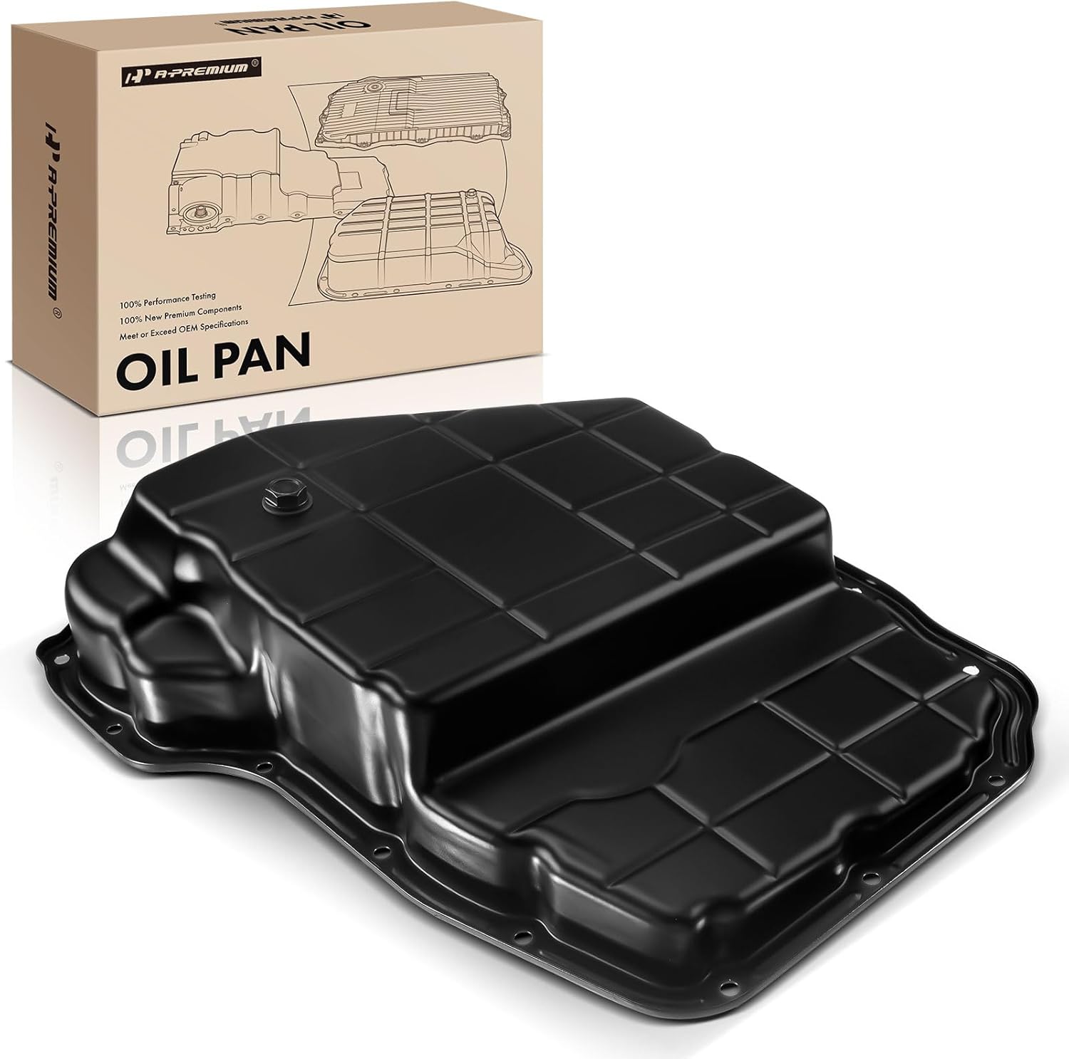 A-Premium Transmission Oil Pan with Drain Plug Compatible with Dodge Ram 1500/2500/3500 Dakota Durango Jeep Commander Grand Cherokee Liberty AWD 4WD