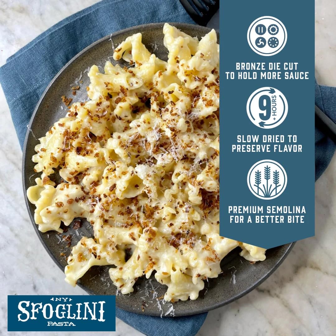 Sfoglini Trumpets Pasta (Organic Durum Semolina) – “Campanelle/Bell” Shape for Sauce Capture (4-Pack, 16oz Each)