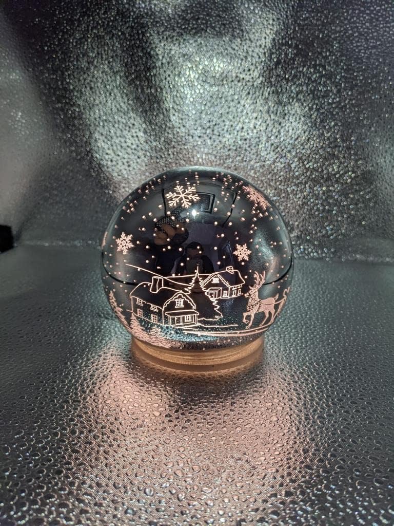 Christmas Decor Lovely Reindeer Sled Snow Globe – 4.7 x 5.1 Inches